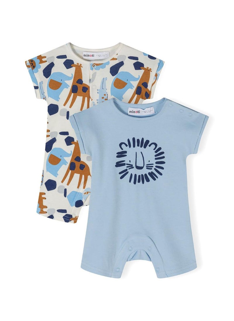 MINOTI 2-Pack Baby Rompers with Short Sleeves and Snap Closures  - Image 1