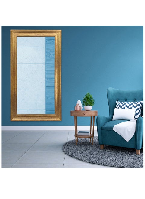 مرآة قائمة بإطار رفيع - بطول كامل 60 × 120 سم، زجاج عالي الجودة، متعددة الاستخدامات قائمة أو مثبتة على الحائط، تصميم مقوس أنيق، مثالية لغرفة النوم، غرفة المعيشة، ديكور منزلي عصري، بلاستيك متين، إطار ذهبي