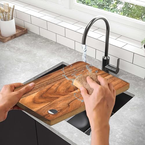 Flavoma Solid Acacia Wood Cutting Chopping Board [12x9] inch | Reversible Cutting Board | No Dyes or Polish or Varnish - Natural Finish | Chopping Board for Kitchen | Antibacterial Surface - Image 3