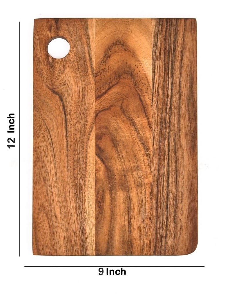 Flavoma Solid Acacia Wood Cutting Chopping Board [12x9] inch | Reversible Cutting Board | No Dyes or Polish or Varnish - Natural Finish | Chopping Board for Kitchen | Antibacterial Surface - Image 4