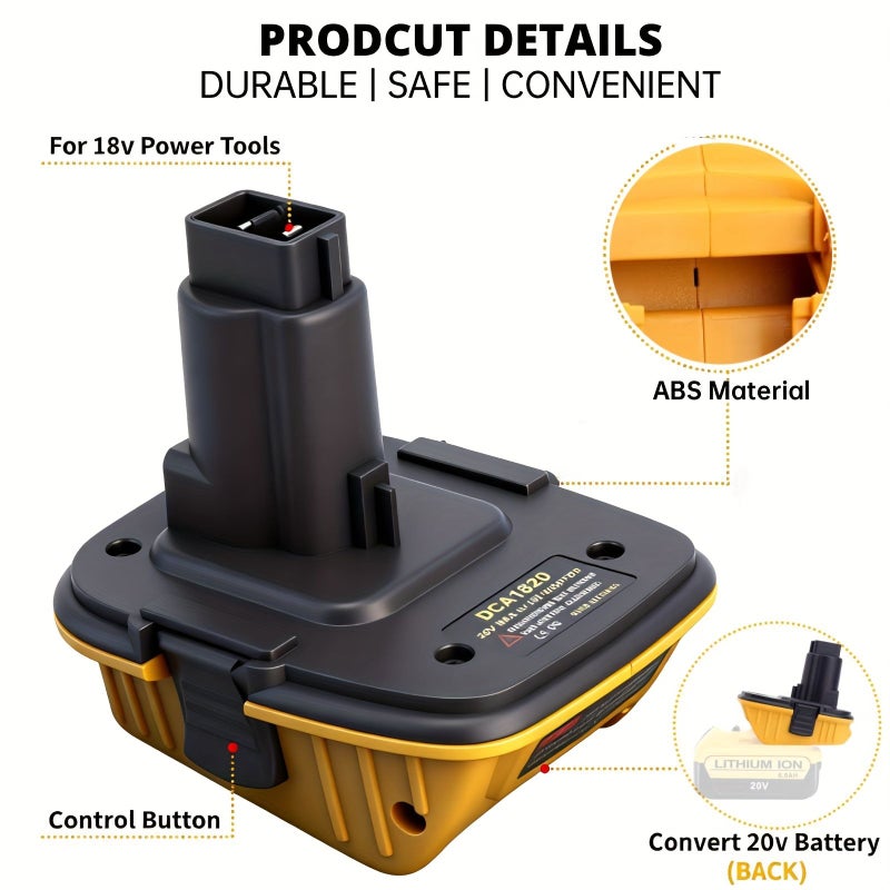 2 Pack 18V to 20V Battery Adapter Replacement Compatible with 20V Batteries for 18V NiCad NiMH Battery Tools - Image 5