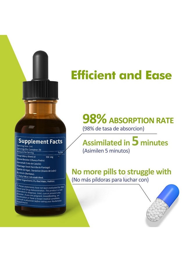 Nurbetoxa نربتوكسا مستخلص حجر تشانكا بييدرا لقطرات كسر الحصى للكلى، تنظيف الكلى، مكمل إزالة السموم وإصلاح مع ذيل الحصان والهندباء. تشانكا بييدرا للكلى. 2 أونصة - Image 5