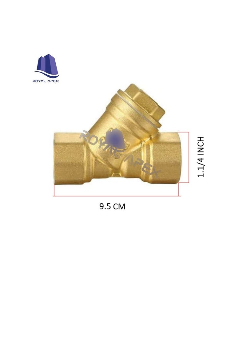 Generic - Brass Female Threaded Y Shaped Brass Strainer Filter Valve for Water, HVAC & Plumping Application (1.1/4 Inch) - Image 1