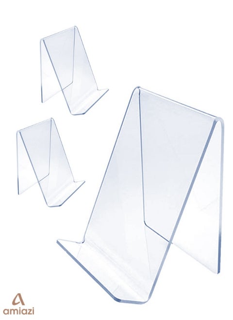 AMIAZI™ Acrylic Book Stands Easels Transparent Clear acrylic Display Easel for books Display on table top Name Plate holder welcome card birthday cards wishing card stand Multi Purpose Easel Stands