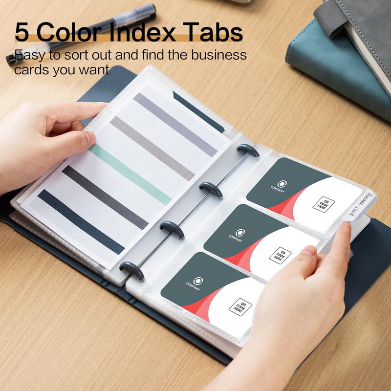 deli Business Card Book Holder, Business Card Organizer, Name Card Book Holder, Portable Office Business Card Holder, Hold 180 Cards, Blue - Image 2