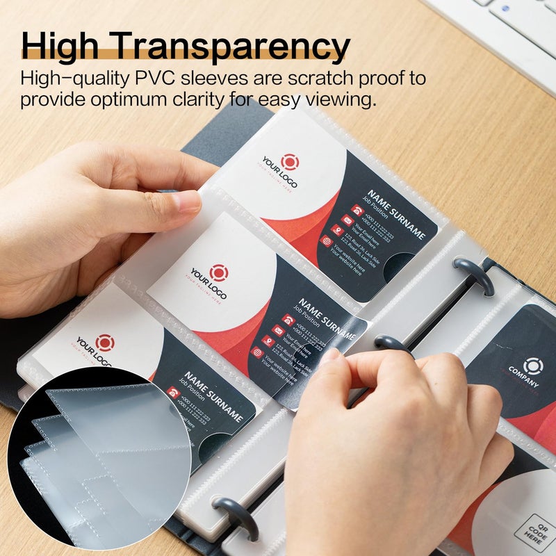 deli Business Card Book Holder, Business Card Organizer, Name Card Book Holder, Portable Office Business Card Holder, Hold 180 Cards, Blue - Image 4