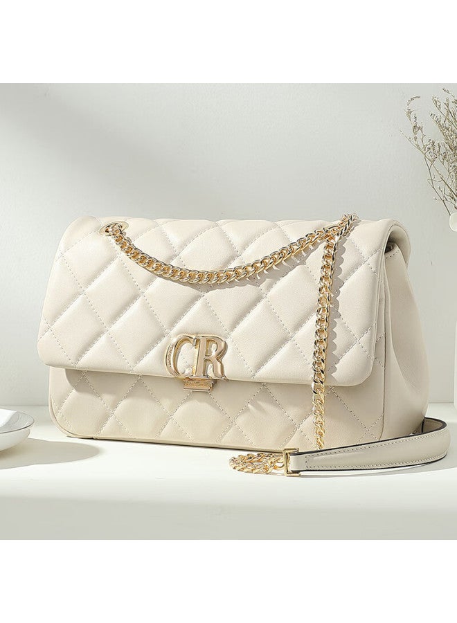 Crocodile Festival Light Luxury Cowhide Women's Handbag, Classic Diamond Pattern Shoulder Bag, High-end Crossbody Ladies Chain Bag, Gift - Image 1