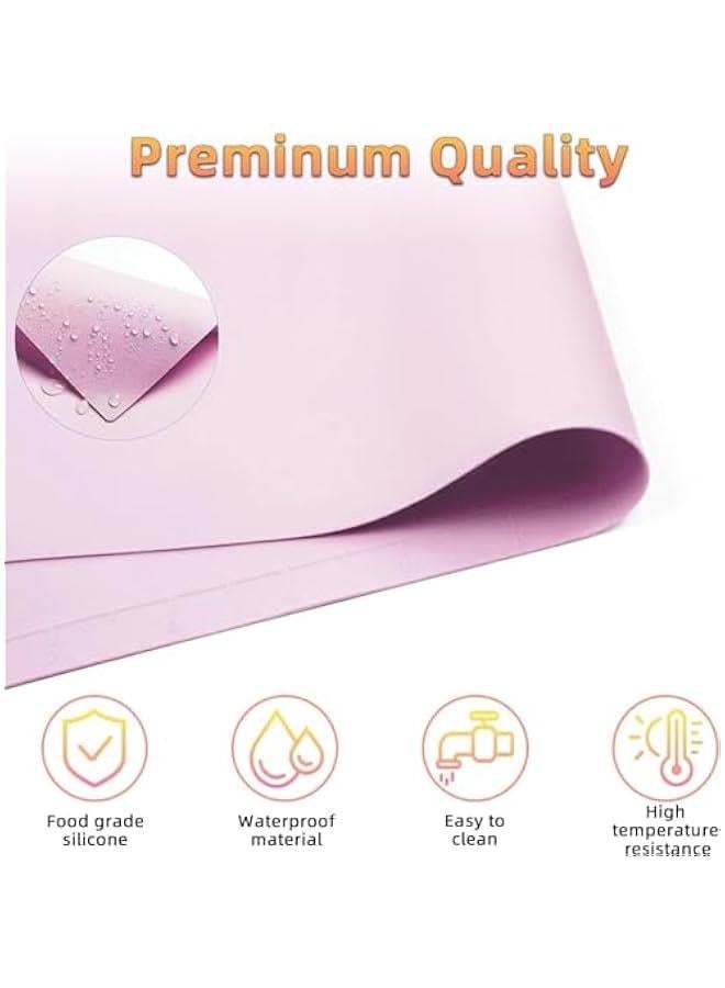 هوكور طقم حصيرة رسم سيليكون، محطة رسم للأطفال، 20 × 16 بوصة حصيرة رسم سيليكون كبيرة مع كوب قابل للفصل للأعمال اليدوية، هدية للأطفال، إبداعات يدوية (وردي) - Image 5