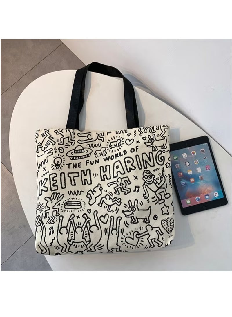Women's Shoulder Tote Bag Canvas Handbag For Women Large Capacity Bucket Bag Fashionable Travel Messenger Shoulder Bag for Ladies Girls College Students - Image 5