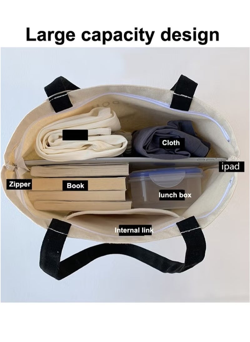 Women's Shoulder Tote Bag Canvas Handbag For Women Large Capacity Bucket Bag Fashionable Travel Messenger Shoulder Bag for Ladies Girls College Students - Image 3