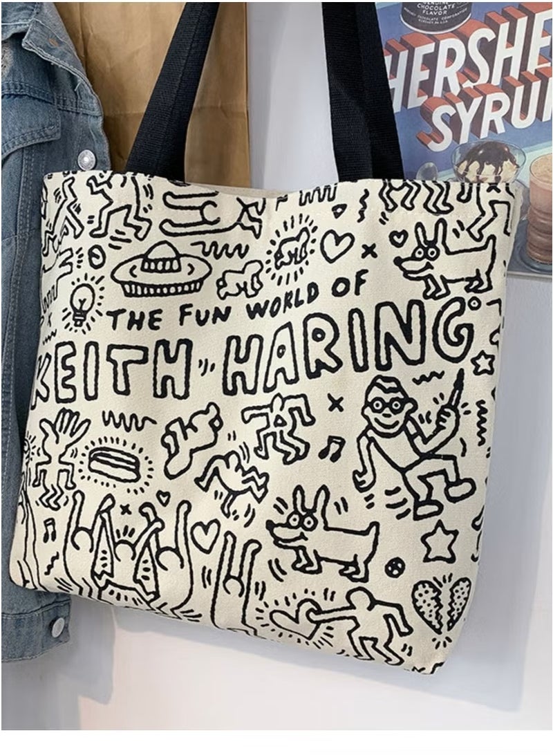 Women's Shoulder Tote Bag Canvas Handbag For Women Large Capacity Bucket Bag Fashionable Travel Messenger Shoulder Bag for Ladies Girls College Students - Image 2