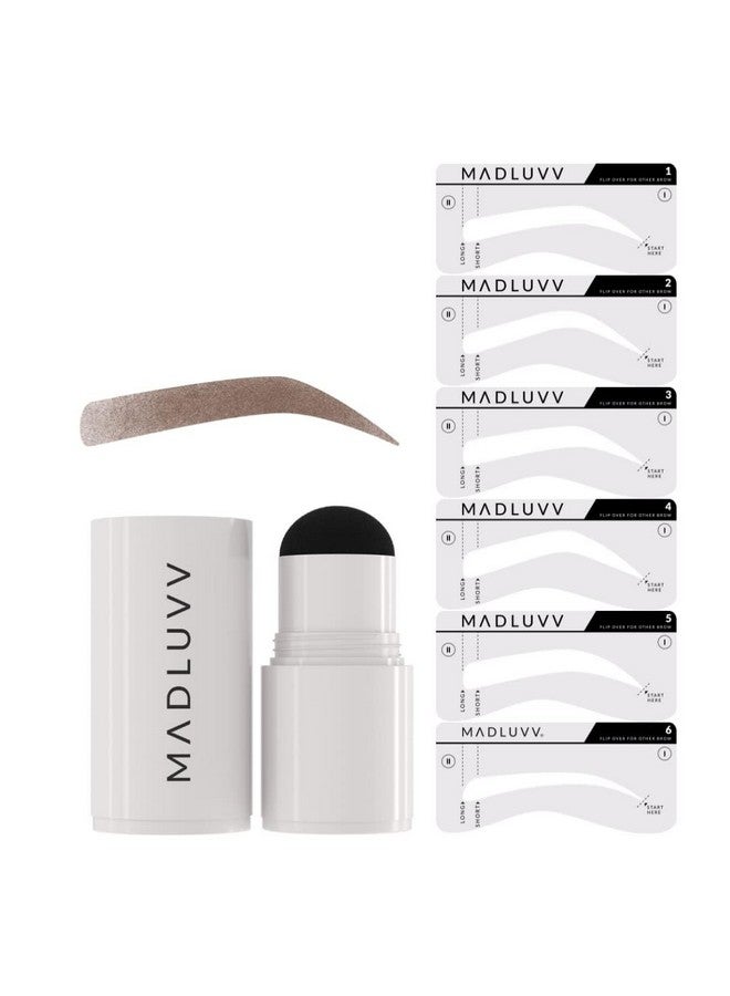 MADLUVV Eyebrow Stencil Kit Easytouse Natural Look 6 Popular Shapes Used By Professionals Includes Stamp Stencils Spoolie And Travel Bag (Medium Brown) - Image 1