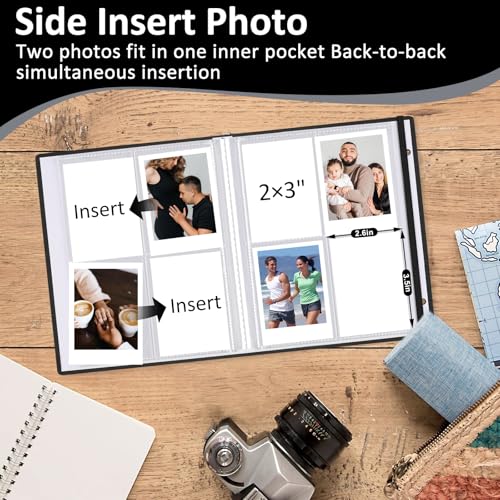 vivinin 2PCS Polaroid Photo Album, 2x3 Inch Pockets Mini Photo Album for 104 Pockets Hold 208 Pictures, Linen Hardcover Polaroid Album Book for Photos, Family Anniversaries, Baby Vacations (Black) - Image 5