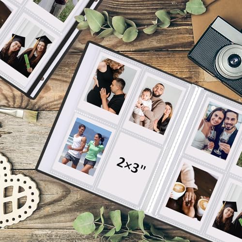 vivinin 2PCS Polaroid Photo Album, 2x3 Inch Pockets Mini Photo Album for 104 Pockets Hold 208 Pictures, Linen Hardcover Polaroid Album Book for Photos, Family Anniversaries, Baby Vacations (Black) - Image 2