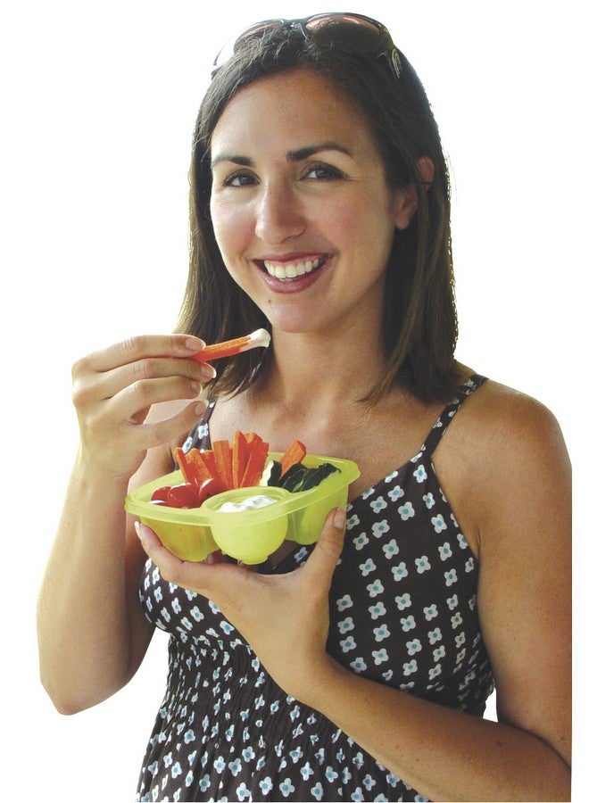 كومباك هوم حاوية طعام COMPAC HOME Take A Dip 2 the Side تحافظ على الصلصات والفواكه ورقائق البطاطس والسندويشات والمزيد منفصلة وجاهزة للغداء، عبوة من قطعتين - Image 1