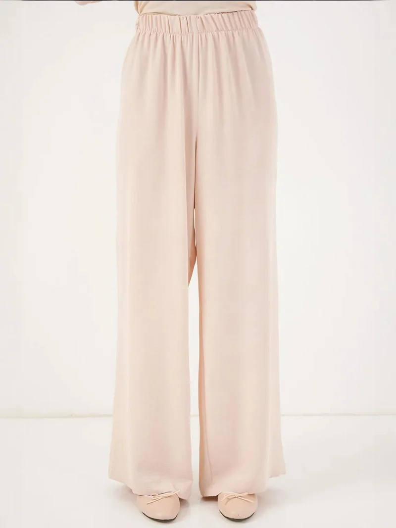 Big Dart Cream Natural BDART Crew Neck Long Tunic and Wide Leg Pants Set for Women | Best Price UAE