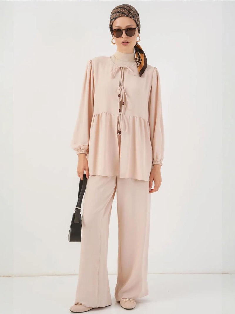 BIG DART BDART Crew Neck Long Tunic and Wide Leg Pants Set - Image 1