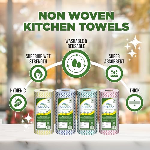 Kressa Non-Woven Kitchen Towel Roll | Reusable & Washable Cleaning Towel (Pack of 1) - Image 5