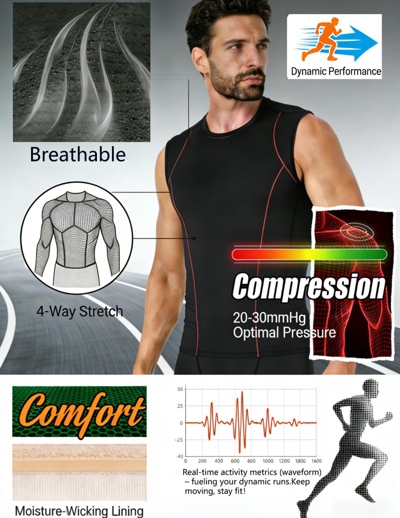 OYGSieg 5 Pack Men's Athletic Compression Shirts Sleeveless Tank Top Base Layer Sports Workout Shirts for Basketball B M - Image 3