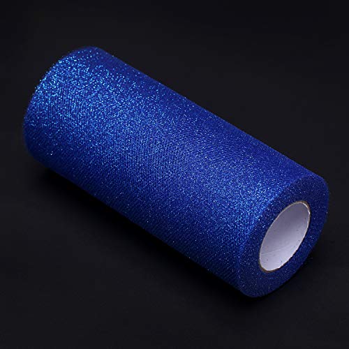 Senkary Glitter Tulle Roll Sparkling Tulle Ribbon Fabric Spool for Wedding Decoration Gift Wrapping, 6 Inch by 25 Yards (Royal Blue) - Image 3