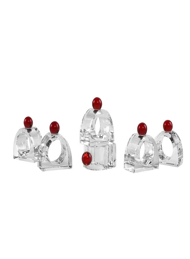 kitCom Crystal Napkin Rings Holder Silver Diamond Napkin Rings Pack of 6 Pieces with red Decor, Hotel Restaurant Wedding Party Holiday Banquet Dining Table Decor - Image 1