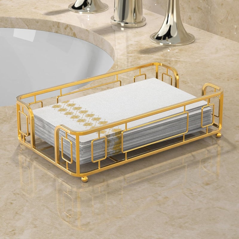 LEVIMETREE Guest Napkin Tray  Gold Napkin Holder Versatile Hand Towel Tray and Dispenser Paper Towel Holder for Guest Bathrooms - Image 2