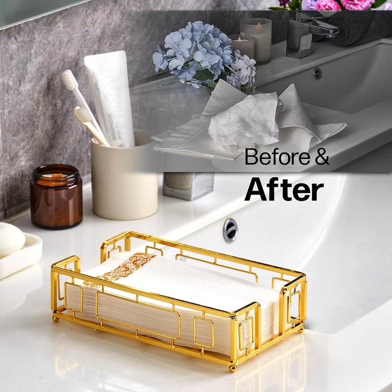LEVIMETREE Guest Napkin Tray  Gold Napkin Holder Versatile Hand Towel Tray and Dispenser Paper Towel Holder for Guest Bathrooms - Image 3