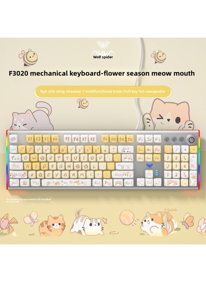 20 Mechanical Keyboard Electric Competition 10 Engraved Notebook F30 Universal Desktop Computer 4 Key Game Dedicated Side Engraved-Color:Black Axis-【cloud Woof Woof】 Theme Model-mechanical Keyboard-no - Image 2