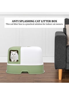 MAJIBAO Enclosed cat litter box for indoor cats, Durable plastic cat litter box with Corridor type, Drawer design, Portable handle, Deodorant filter, and Litter scoop, Easy to clean 58 cm (Green)  - Image 4