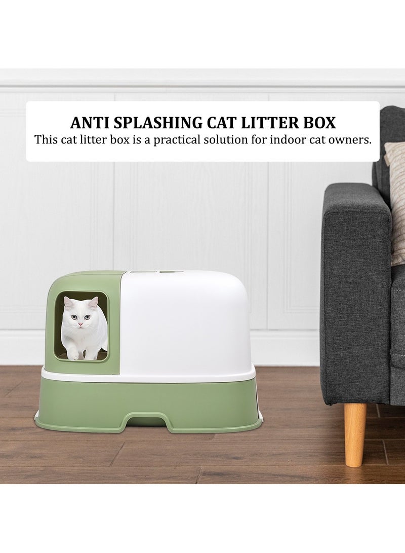 MAJIBAO Enclosed cat litter box for indoor cats, Durable plastic cat litter box with Corridor type, Drawer design, Portable handle, Deodorant filter, and Litter scoop, Easy to clean 58 cm (Green)  - Image 4