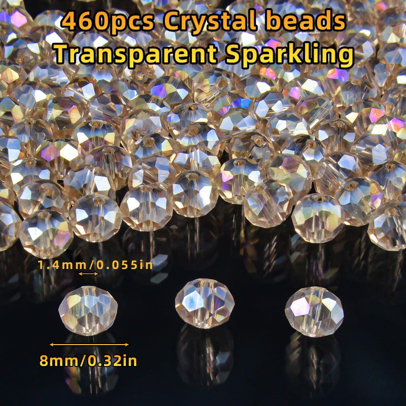 Laopottbeads 460Pcs 8mm Crystal Glass Beads for Jewelry Making Beads for Bracelets Necklace Pendants Making Supplies(Silver Champagner) - Image 3