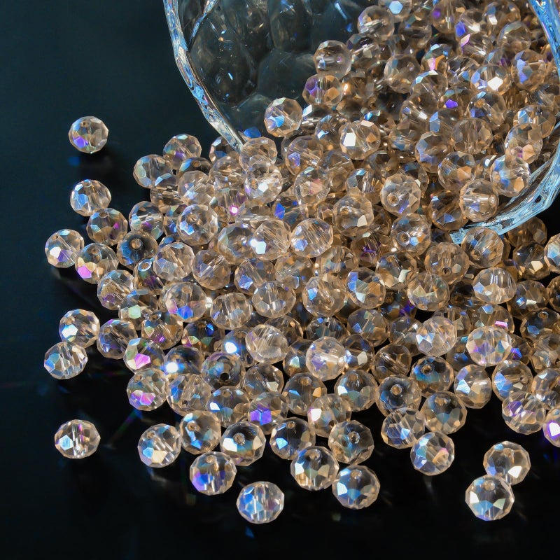 Laopottbeads 460Pcs 8mm Crystal Glass Beads for Jewelry Making Beads for Bracelets Necklace Pendants Making Supplies(Silver Champagner) - Image 2