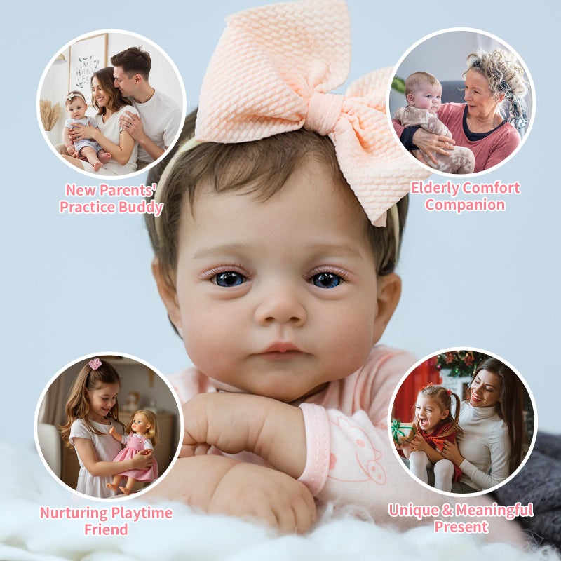 SCOM Realistic Reborn Baby Dolls - 18 Inch Lifelike Newborn Baby Dolls Adorable Girl, Real Life Baby Doll with Accessories, Soft Baby Doll Reborn Gift for 3+ Yrs Kids, Birthday Gift - Image 4