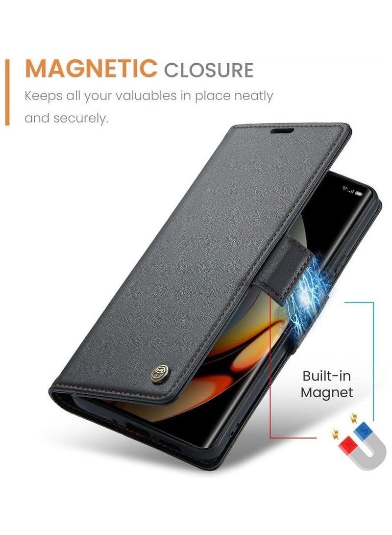 general Realme 10 Pro Plus Wallet Case, Premium PU Leather Magnetic Flip Folio Case with [RFID Blocking] Card Slots Kickstand Shockproof Protective Phone Cover - Image 5