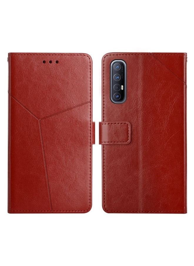 HuHa Case Cover For OPPO Reno3 Pro 5G Y Stitching Horizontal Flip Leather Phone Case Brown 