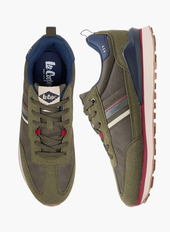 لي كوبر Men's Panelled Sneakers with Lace-Up Closure