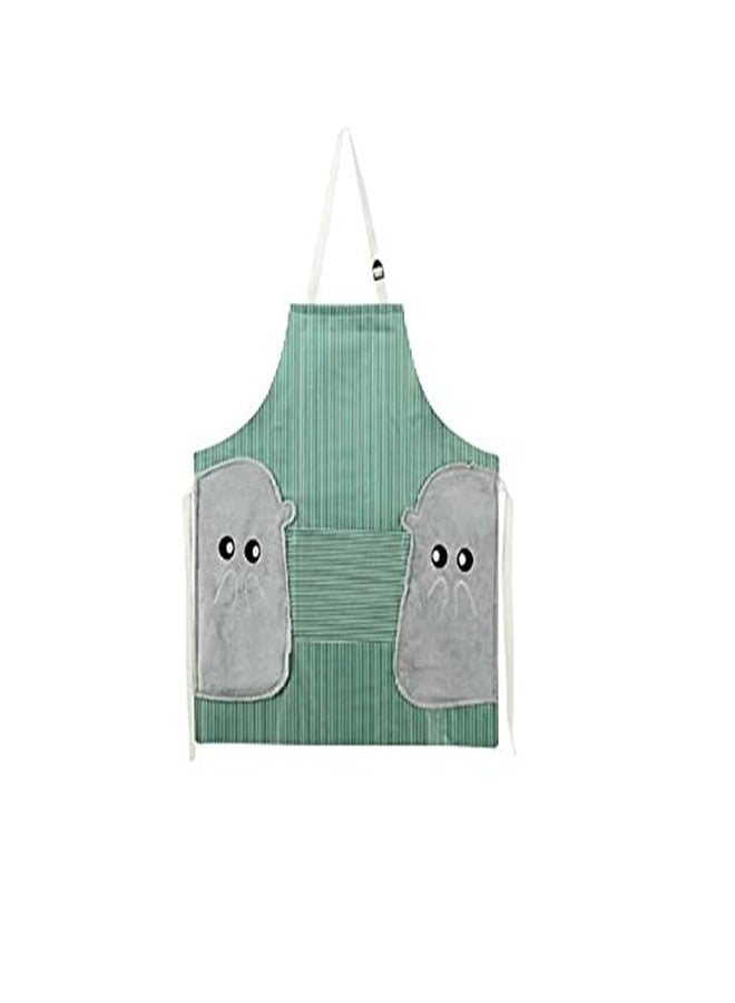 KITOOL Cute Adjustable Bib Waterproof Apron with Pockets and Hands Wiping Quilt for Women,men, Home garden Kitchen, Grill, Cooking, Restaurant. (Pack-1 Green) - Image 1