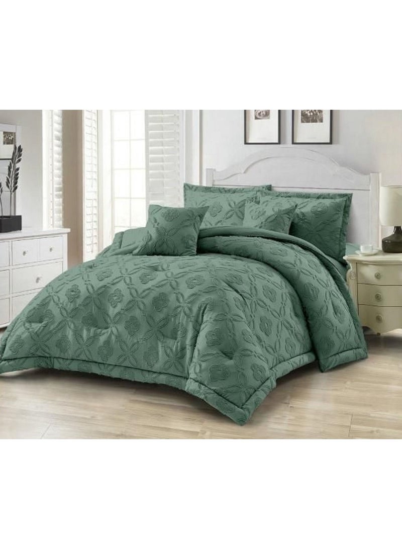 COMFY 6 PC ALL SEASON COMFORTER SET 220 X 240 CM GREEN