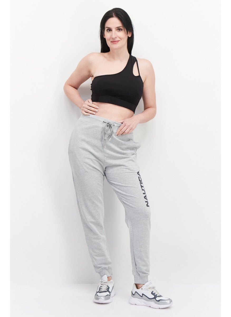 NAUTICA - Women Regular Fit Brand Logo Jogger Pants, Grey Combo - Image 1