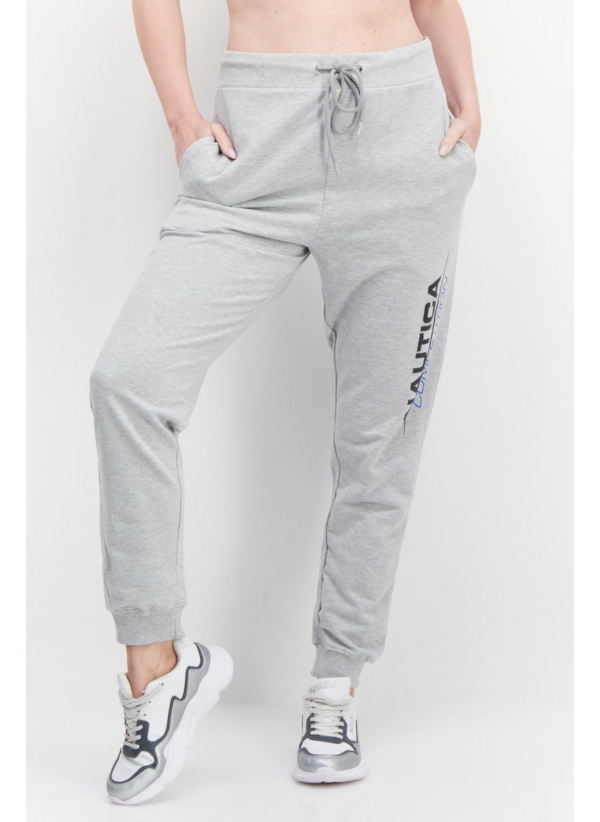 NAUTICA - Women Regular Fit Brand Logo Jogger Pants, Grey Combo - Image 1