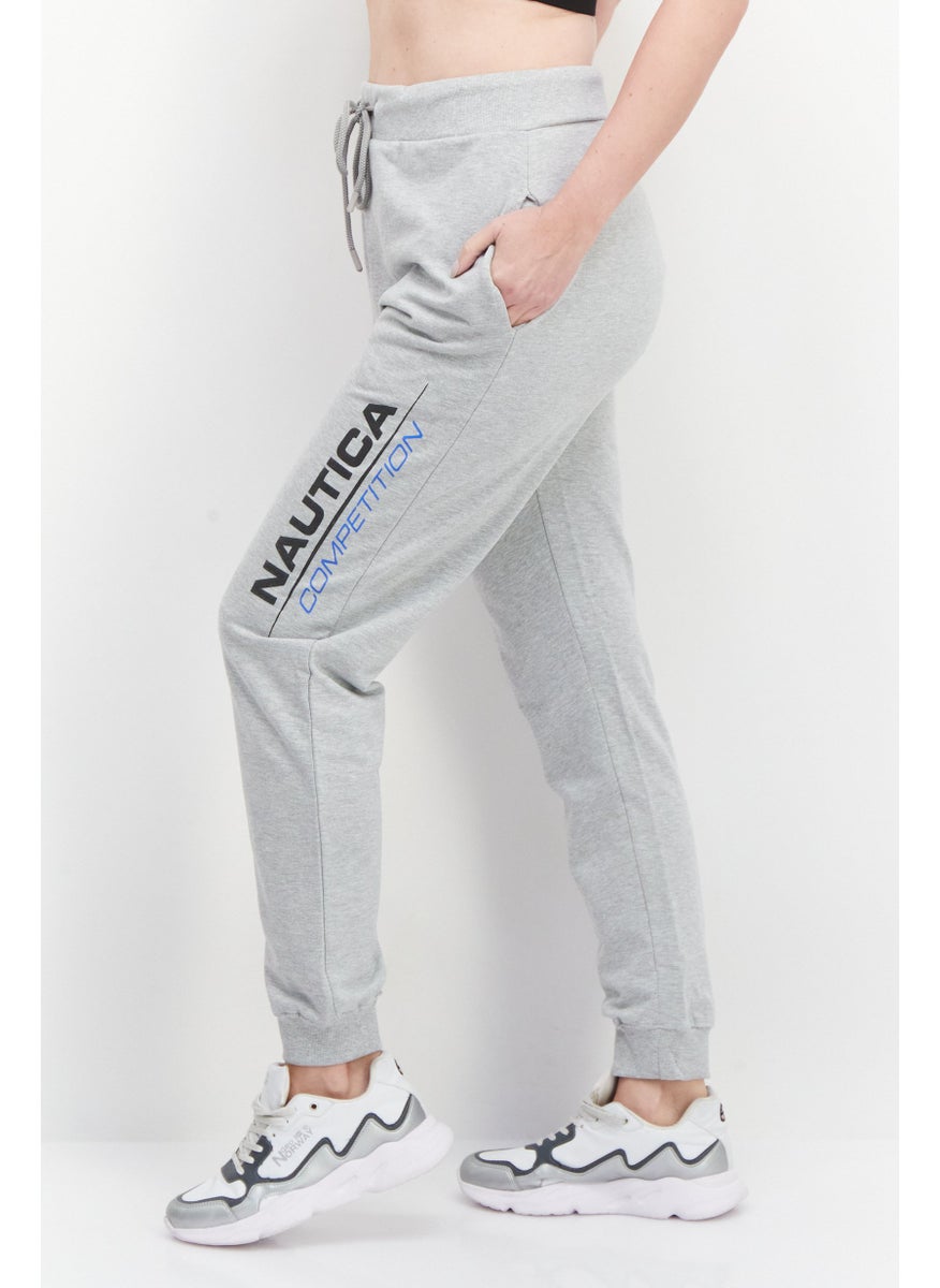 NAUTICA - Women Regular Fit Brand Logo Jogger Pants, Grey Combo - Image 1