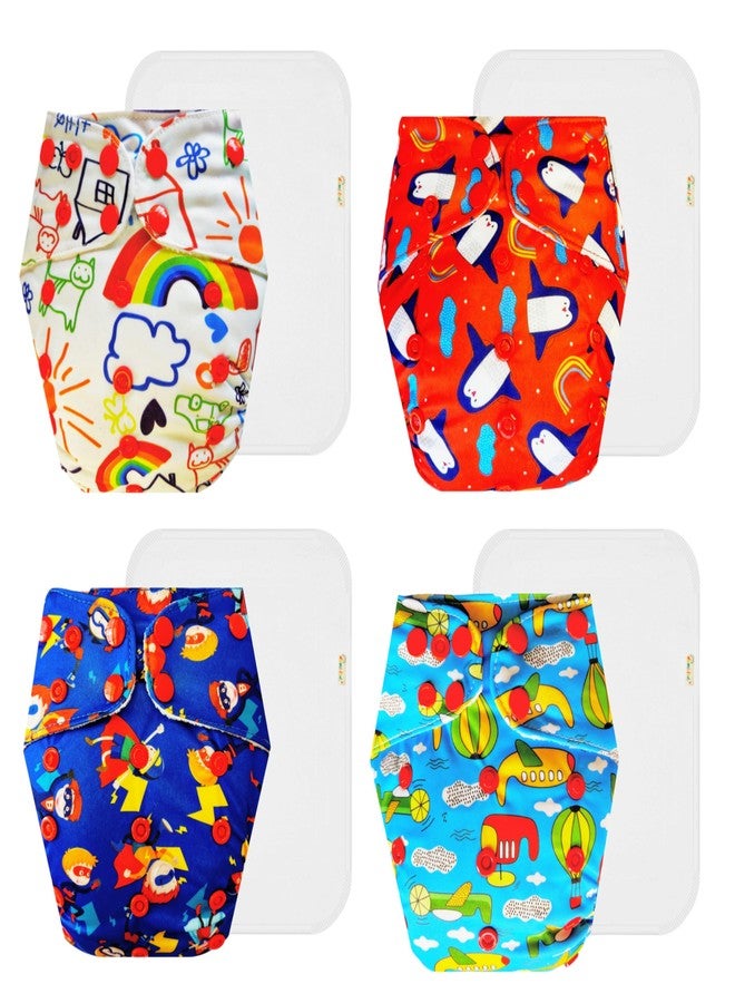حفاضات دمبلدو القماشية الممتازة مع حشوة قطنية (عبوة من 4) | ملائمة تمامًا | قابلة لإعادة الاستخدام والغسل | مناسبة للسفر | مصممة من قبل أمهات | من 3 أشهر إلى 3 سنوات | للجنسين - Image 1