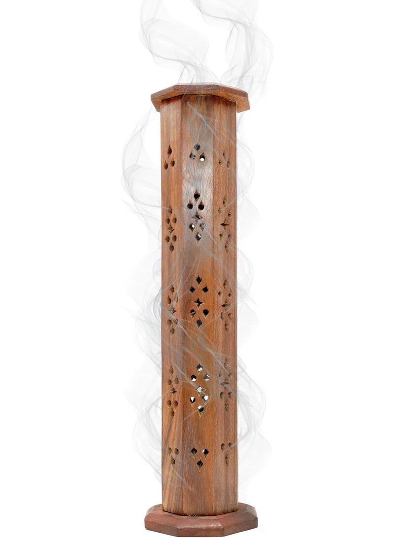 Best Art Wood Agarbatti Stand with Ash Catcher & Dhoop Stick Holder | Wooden Incense Burner Box for Home, Office, Temple Decor | Diwali Decoration | 12 x 3 x 3 Inch - Image 1