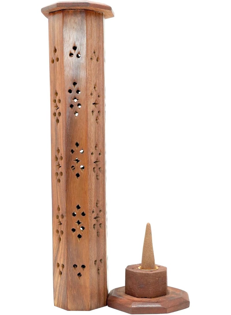 Best Art Wood Agarbatti Stand with Ash Catcher & Dhoop Stick Holder | Wooden Incense Burner Box for Home, Office, Temple Decor | Diwali Decoration | 12 x 3 x 3 Inch - Image 2
