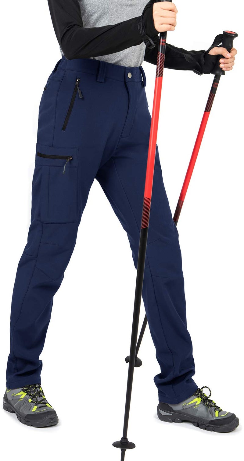 Wespornow Women's-Fleece-Lined-Hiking-Pants Snow-Ski-Pants Water-Resistance-Outdoor-Softshell-Insulated-Pants for Winter (Navy, Large) - Image 3