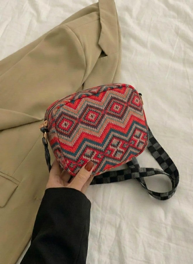 LIKE STYLE Women’s Ethnic Canvas/Jute Sling Bag | Printed Eco-Friendly Crossbody Shoulder Bag | Lightweight Everyday Casual Handbag (Maroon) - Image 2