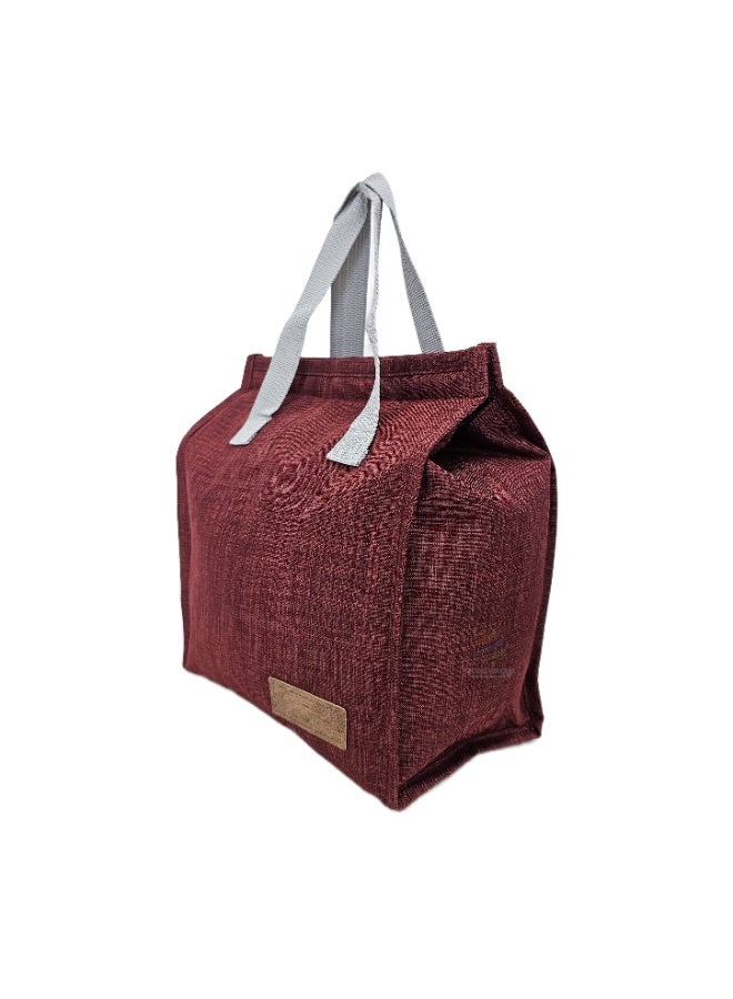 Insulated Lunch Tote Bag – Reusable Cooler Bag with Leakproof Interior, Large Capacity, Thermal Food Storage for Office, School, Picnic and Travel (Burgundy) - Image 2