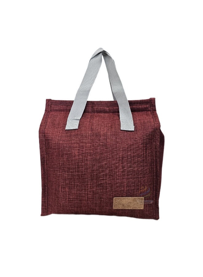 Insulated Lunch Tote Bag – Reusable Cooler Bag with Leakproof Interior, Large Capacity, Thermal Food Storage for Office, School, Picnic and Travel (Burgundy) - Image 3