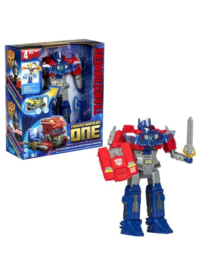 TRANSFORMERS - Transformers One Movie Power Flip Optimus Prime (Orion Pax) Converting Action Figure, 4 Modes, 10-inch Interactive Electronic Toy, Lights & Sounds, Age 6+ - Image 1