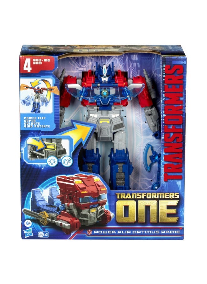 TRANSFORMERS - Transformers One Movie Power Flip Optimus Prime (Orion Pax) Converting Action Figure, 4 Modes, 10-inch Interactive Electronic Toy, Lights & Sounds, Age 6+ - Image 1